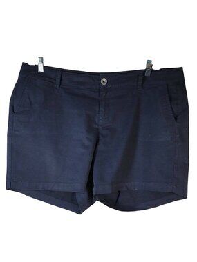 Lane Bryant Women Chino Shorts Blue 16P Pocket Button Zip Flat Front 4.5" Inseam
